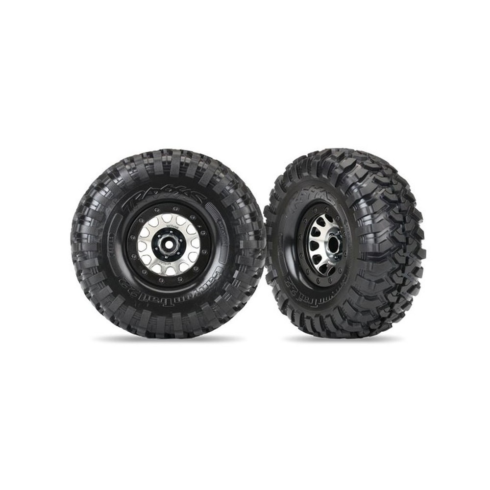Traxxas Tires and wheels assembled (method 105 black chrome beadlock wheels) TRX8172