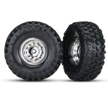 Traxxas Tires and wheels assembled glued (1.9 chrome wheels canyon trail 1.9) TRX8177