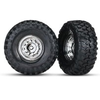 Traxxas Tires and wheels assembled glued (1.9 chrome wheels canyon trail 1.9) TRX8177