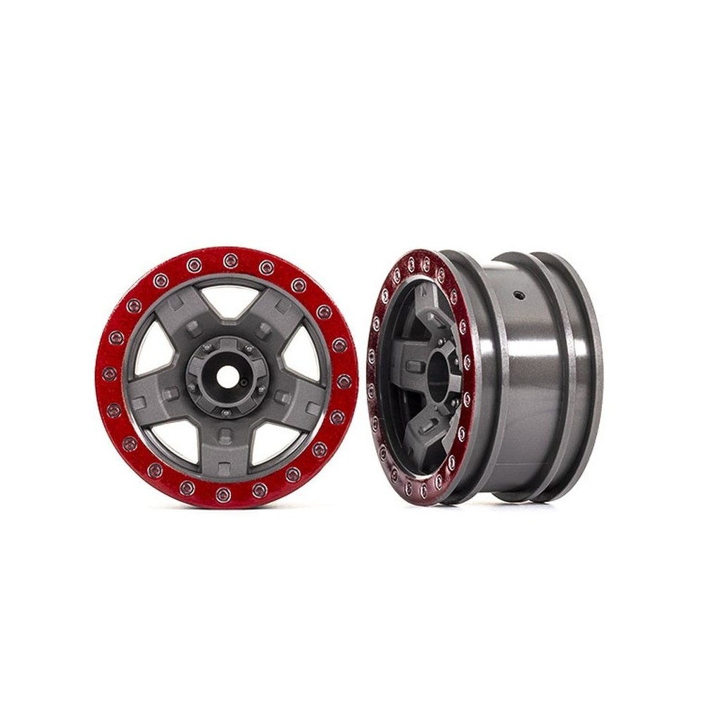 Llantas TRX-4 Sport 2.2 gris rojo beadlock TRX8180-RED Llantas TRX-4 Sport 2.2 gris rojo beadlock TRX8180-RED