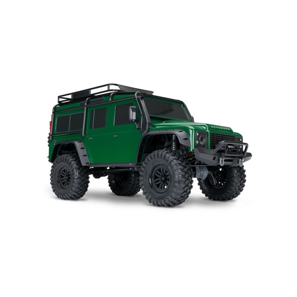 Coche RC Traxxas TRX-4 Defender 1/10 4WD RTR con carrocería sin clips en color verde TRX82256-4-GRN