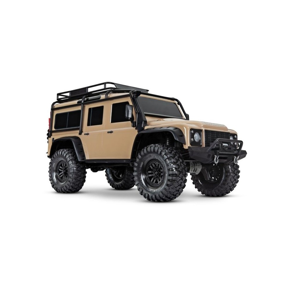 Coche RC Traxxas TRX-4 Defender 1/10 4WD RTR con carrocería sin clips en color arena TRX82256-4-SAND