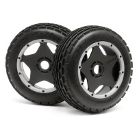 HPI DIRT BUSTER RIB TIRE M COMPOUND ON BLACK WHEEL HPI-4736