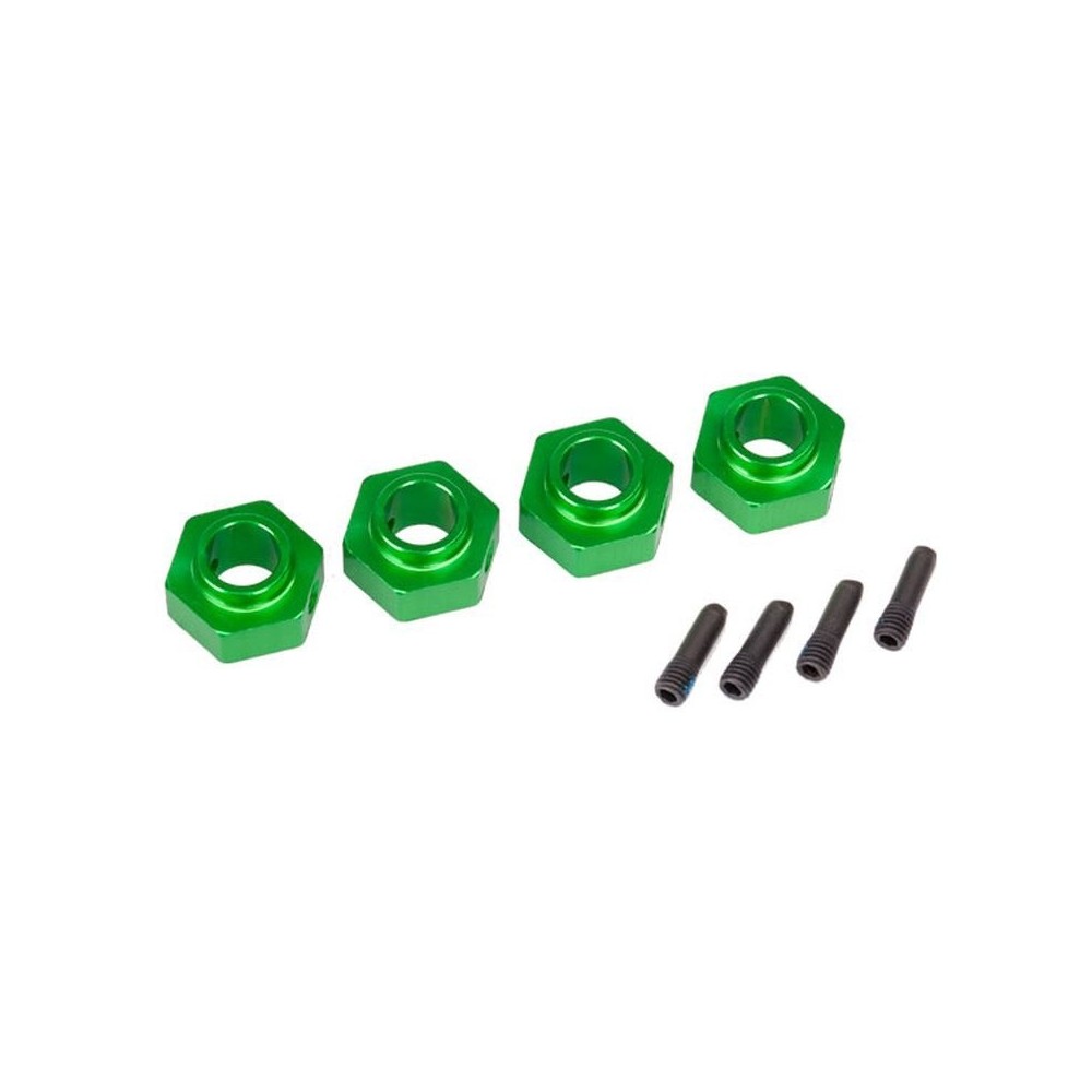 Traxxas Wheel hubs 12mm hex 6061-t6 aluminum (green-anodized) (4) screw pin TRX8269G
