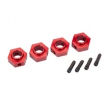 Traxxas Wheel hubs 12mm hex 6061-t6 aluminum (red-anodized) (4) screw pin (4) TRX8269R