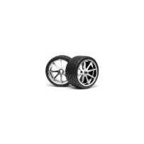 HPI MOUNTED PHALTLINE TIRE 140x70mm on BLAST WHEEL CHROME HPI-4729
