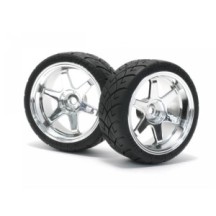 HPI MOUNTED X PATTERN TYRE D COMPOUND ON TE37 6MM OFFSET CHROME HPI-4735