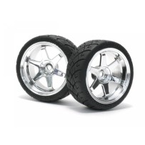 HPI MOUNTED X PATTERN TYRE D COMPOUND ON TE37 6MM OFFSET CHROME HPI-4735