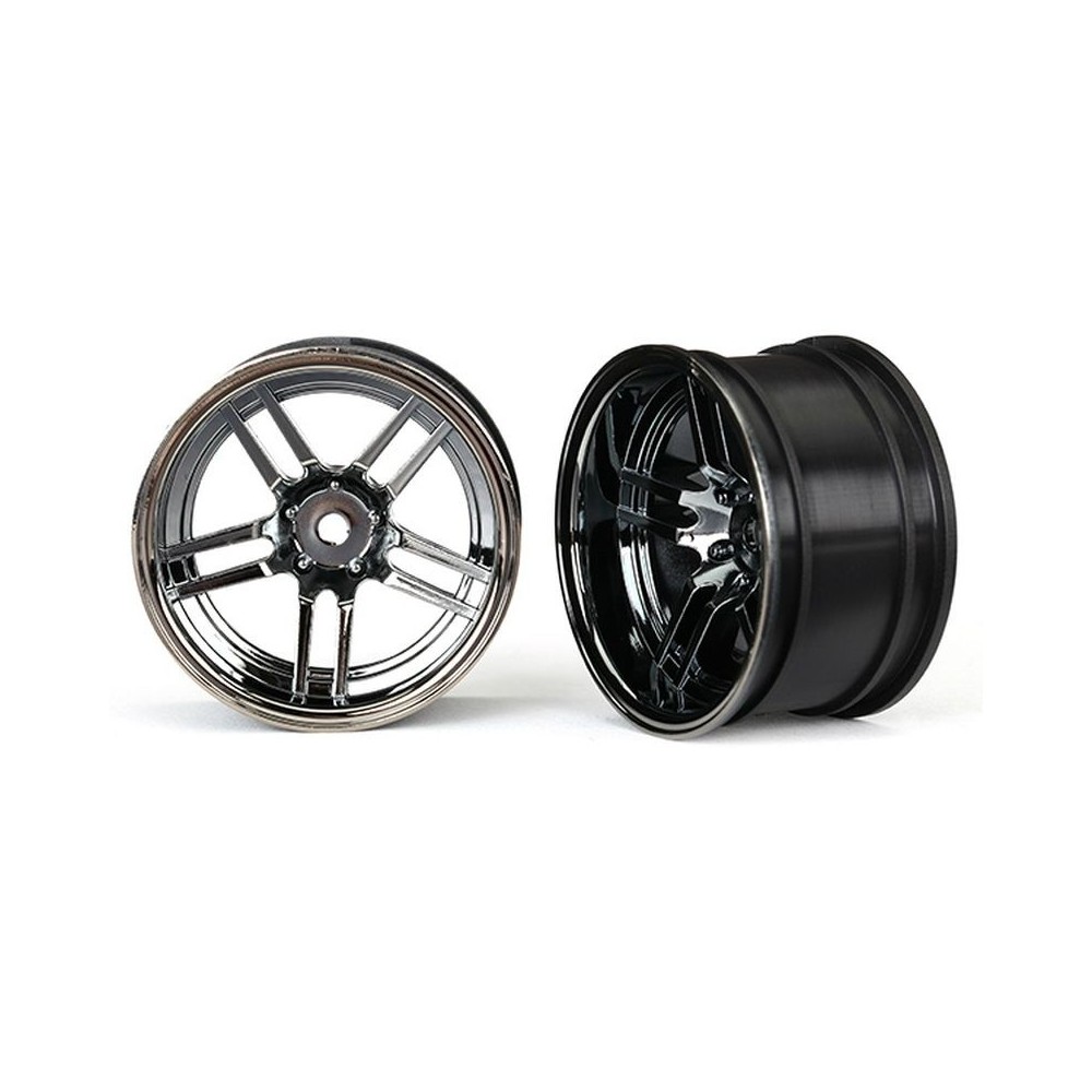 Traxxas Wheels 1.9 split-spoke (black chrome) (wide rear) (2) TRX8372 Traxxas Wheels 1.9 split-spoke (black chrome) (wide rear) (2) TRX8372