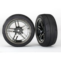 Traxxas Tires and wheels assembled glued (split-spoke black chrome) TRX8373