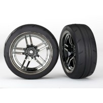 Traxxas Tires and wheels assembled glued (split-spoke black chrome) TRX8373