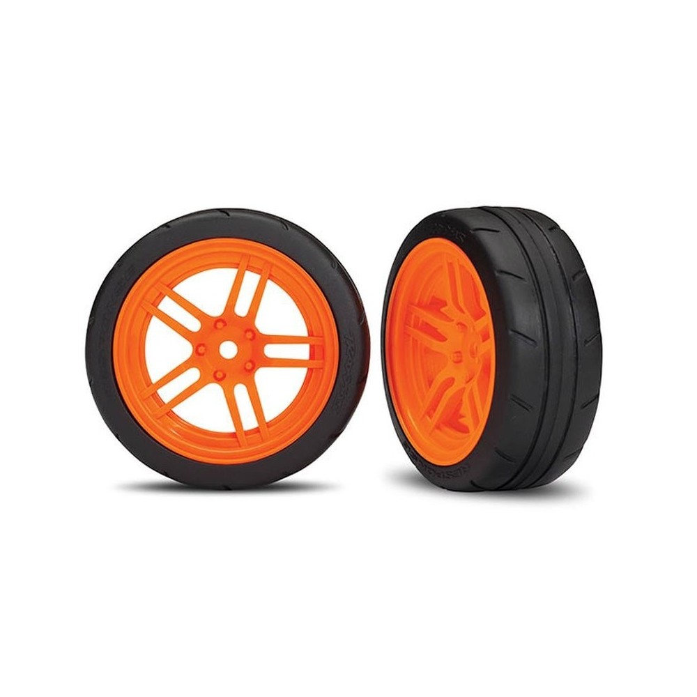 Traxxas Tires and wheels assembled glued (split-spoke orange vxl) TRX8373A Traxxas Tires and wheels assembled glued (split-spoke orange vxl) TRX8373A