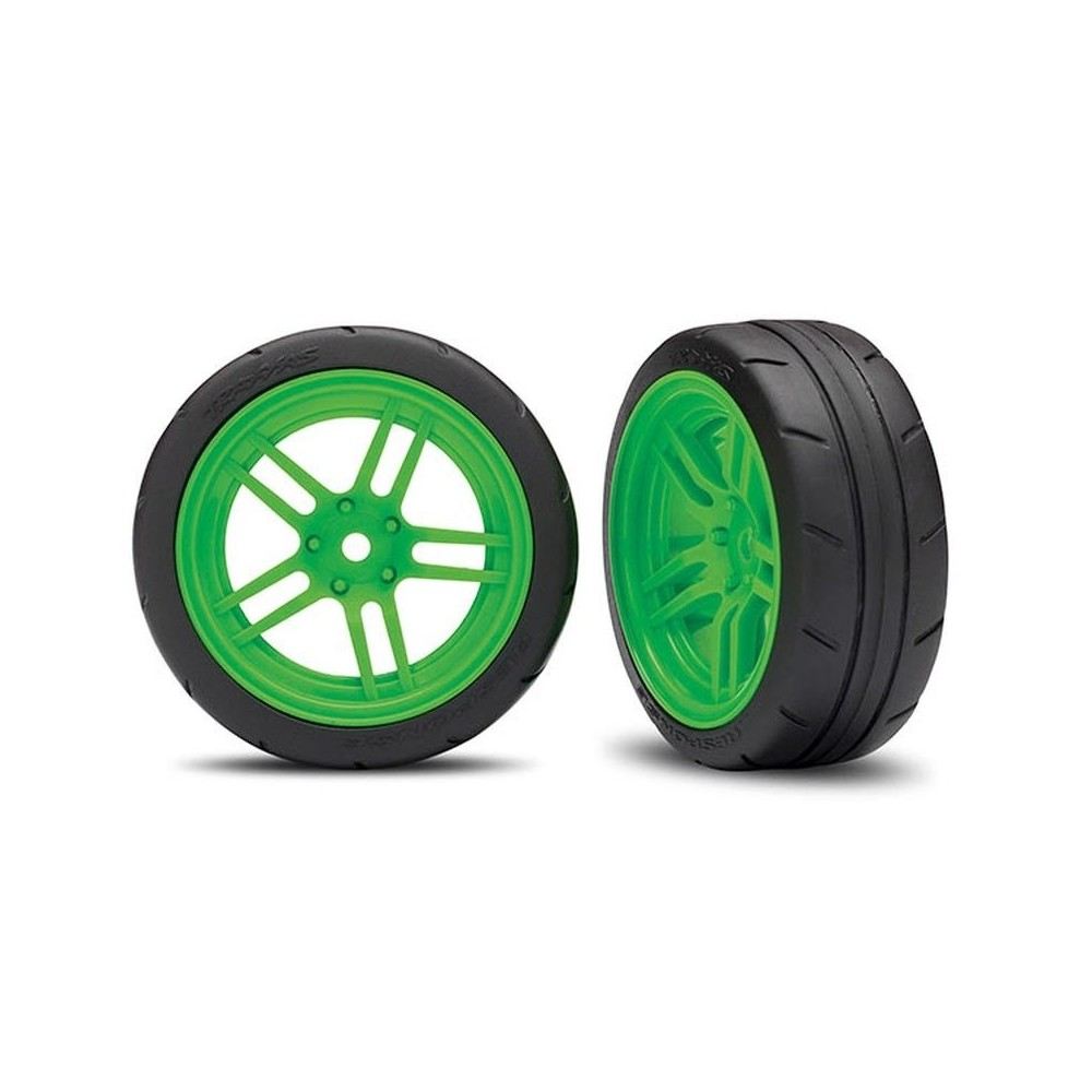 Traxxas Tires and wheels assembled glued (split-spoke green vxl) TRX8373G Traxxas Tires and wheels assembled glued (split-spoke green vxl) TRX8373G