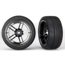 Ruedas montadas y pegadas radios divididos cromo negro Traxxas TRX8374