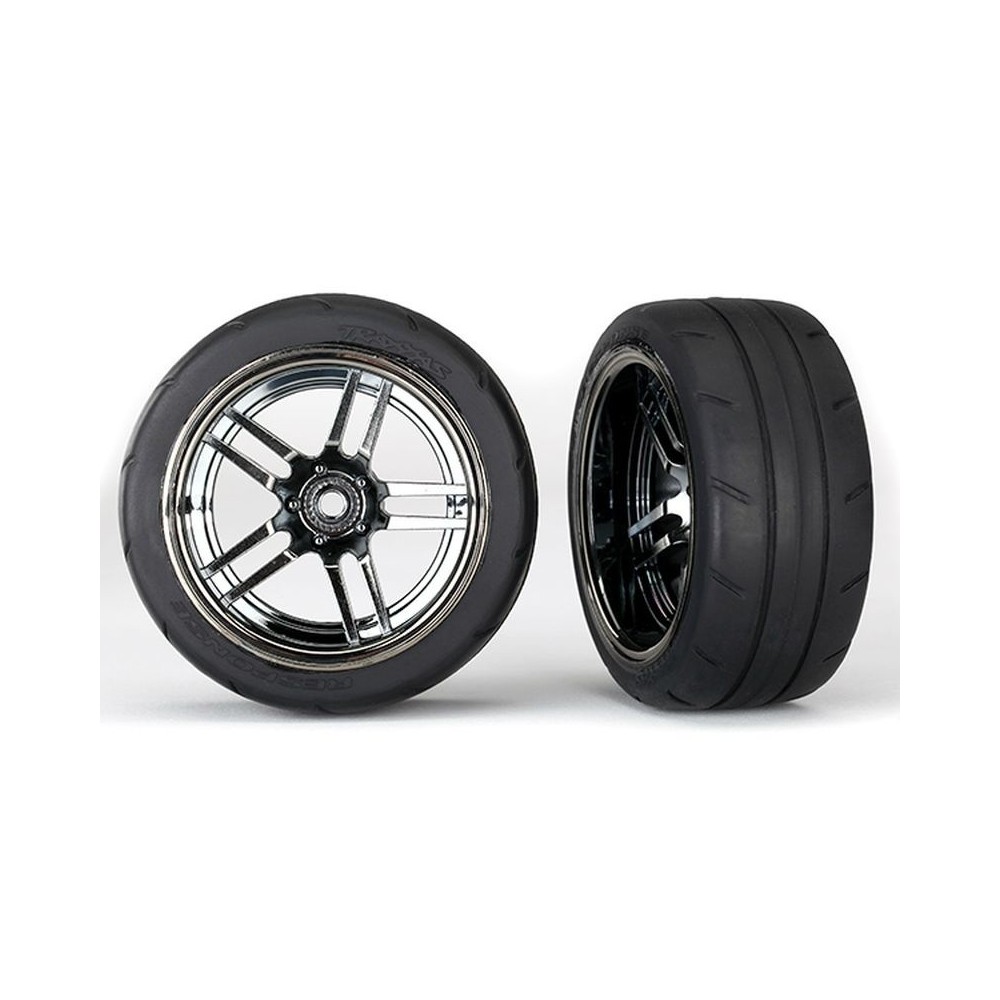 Ruedas montadas y pegadas radios divididos cromo negro Traxxas TRX8374 Ruedas montadas y pegadas radios divididos cromo negro Traxxas TRX8374