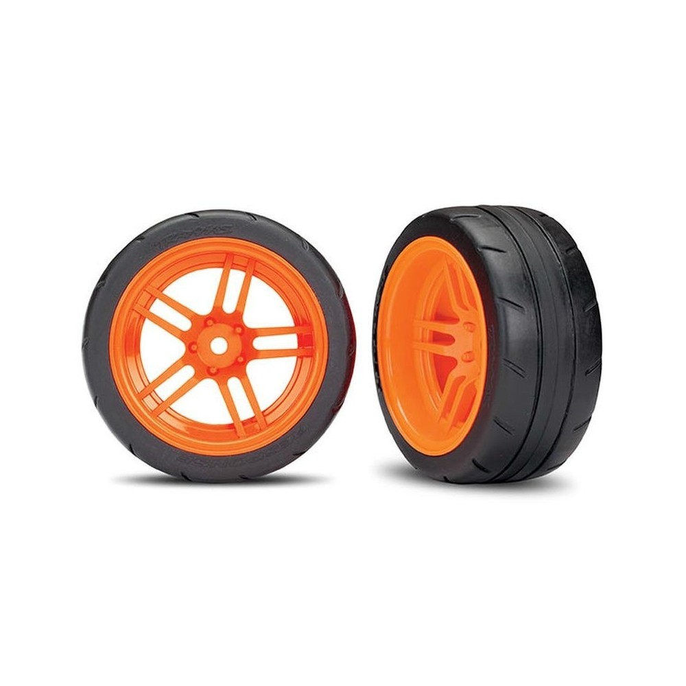 Traxxas Tires and wheels assembled glued (split-spoke orange vxl) TRX8374A Traxxas Tires and wheels assembled glued (split-spoke orange vxl) TRX8374A