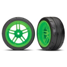 Ruedas montadas y pegadas radios divididos verde VXL Traxxas TRX8374G