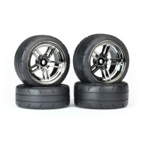 Traxxas Tires wheels assembled glued (split-spoke black chrome) TRX8375