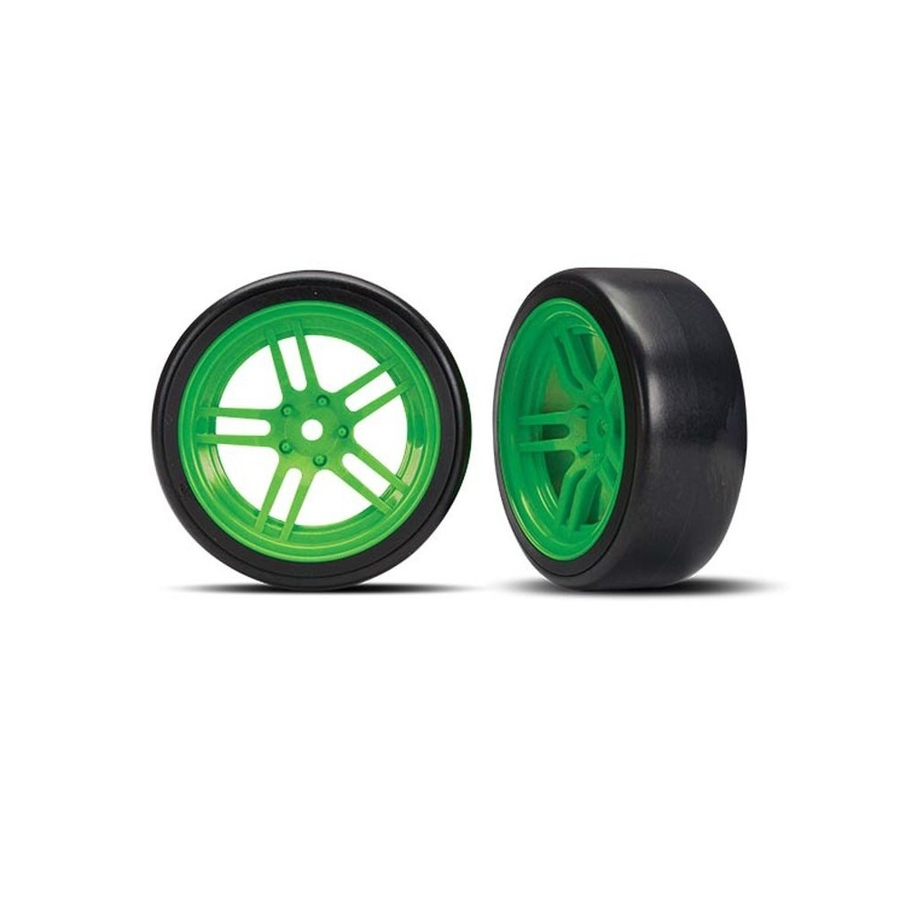Traxxas Tires and wheels assembled glued (split-spoke green) TRX8376G Traxxas Tires and wheels assembled glued (split-spoke green) TRX8376G