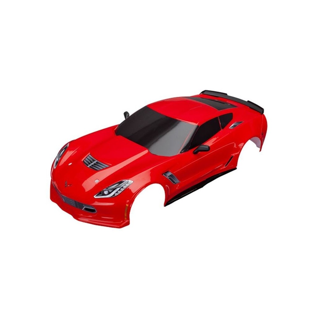 Carrocería Chevrolet Corvette Z06 roja pintada con calcomanías aplicadas Traxxas TRX8386R Carrocería Chevrolet Corvette Z06 roja pintada con calcomanías aplicadas Traxxas TRX8386R