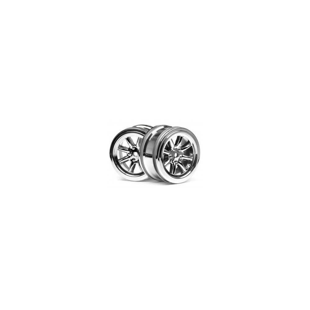 HPI VINTAGE 8 SPOKE WHEEL 26mm SHINY CHROME 0mm OFFSET HPI-3807 HPI VINTAGE 8 SPOKE WHEEL 26mm SHINY CHROME 0mm OFFSET HPI-3807