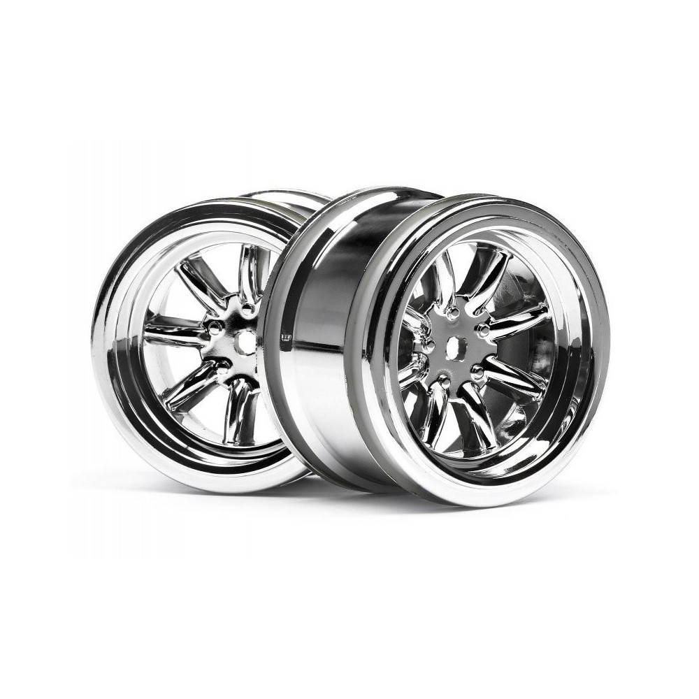 HPI VINTAGE 8 SPOKE WHEEL 31mm SHINY CHROME 6mm OFFSET HPI-3812 HPI VINTAGE 8 SPOKE WHEEL 31mm SHINY CHROME 6mm OFFSET HPI-3812