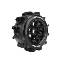 Louise RC B-PADDLE 1-5 Buggy Tire Set Mounted Sport Black Bead-Lock Wheels Hex 24mm Rear LR-T3280B
