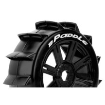 Louise RC B-PADDLE 1-8 Buggy Tire Set Mounted Soft Black Spoke Wheels Hex 17mm LR-T3249SB
