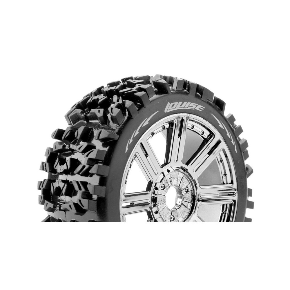 Louise RC B-PIONEER 1-8 Buggy Tire Set Mounted Soft Black-Chrome Spoke Wheels Hex 17mm LR-T3130SBC Louise RC B-PIONEER 1-8 Buggy Tire Set Mounted Soft Black-Chrome Spoke Wheels Hex 17mm LR-T3130SBC