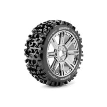 Louise RC B-PIONEER 1-8 Buggy Tire Set Mounted Soft Black-Chrome Spoke Wheels Hex 17mm LR-T3130SBC