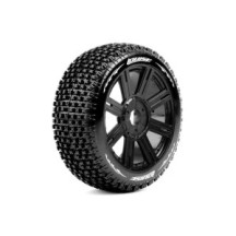 Louise RC B-PIRATE 1-8 Buggy Tire Set Mounted Soft Black Spoke Wheels Hex 17mm LR-T3126SB