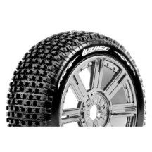 Louise RC B-PIRATE 1-8 Buggy Tire Set Mounted Super Soft Black-Chrome Spoke Wheels Hex 17mm LR-T3126VBC