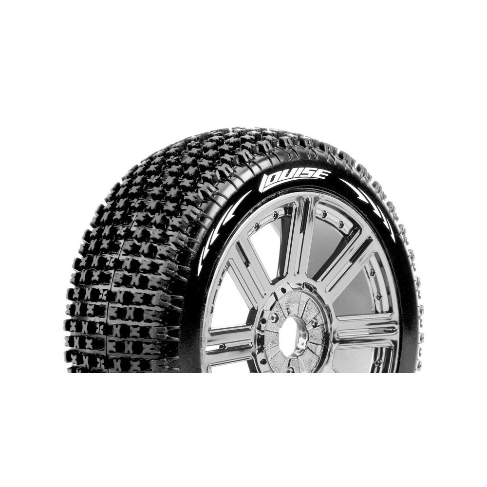 Louise RC B-PIRATE 1-8 Buggy Tire Set Mounted Super Soft Black-Chrome Spoke Wheels Hex 17mm LR-T3126VBC Louise RC B-PIRATE 1-8 Buggy Tire Set Mounted Super Soft Black-Chrome Spoke Wheels Hex 17mm LR-T3126VBC