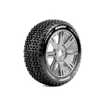 Louise RC B-PIRATE 1-8 Buggy Tire Set Mounted Super Soft Black-Chrome Spoke Wheels Hex 17mm LR-T3126VBC