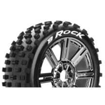 Louise RC B-ROCK 1-8 Buggy Tire Set Mounted Soft Black-Chrome Spoke Wheels Hex 17mm LR-T3270SBC