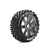 Louise RC B-ROCK 1-8 Buggy Tire Set Mounted Soft Black-Chrome Spoke Wheels Hex 17mm LR-T3270SBC