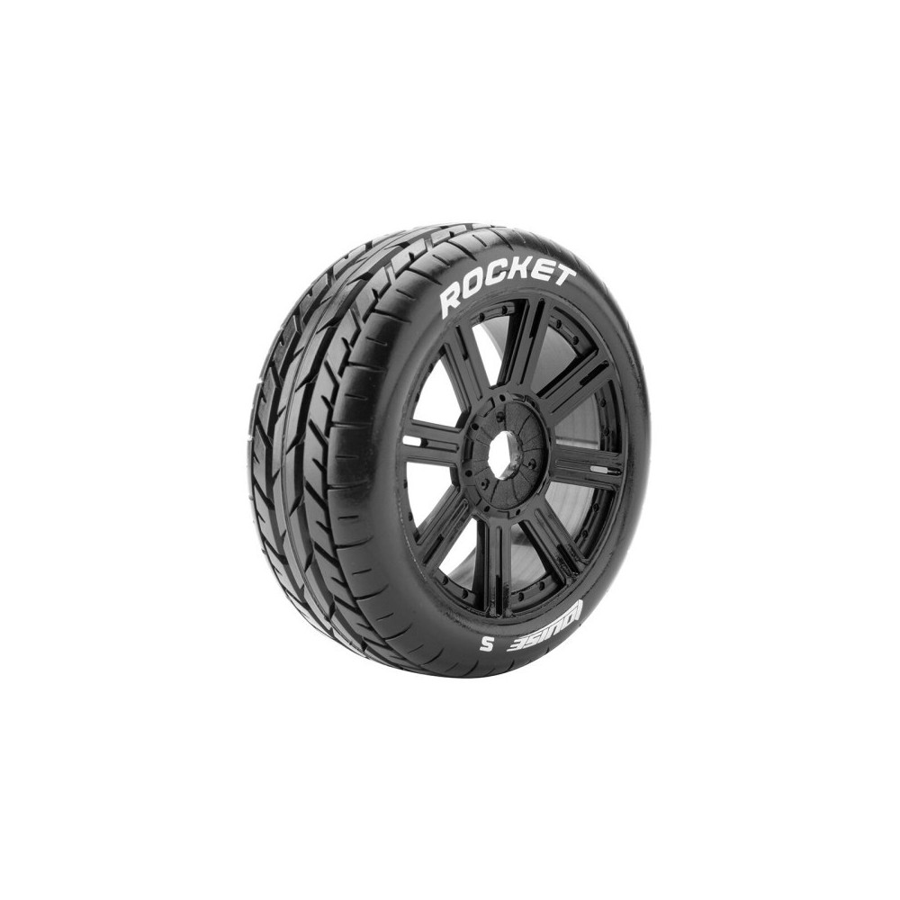 Louise RC B-ROCKET 1-8 Buggy Tire Set Mounted Soft Black Spoke Wheels Hex 17mm LR-T3190SB