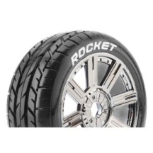 Louise RC B-ROCKET 1-8 Buggy Tire Set Mounted Soft Black-Chrome Spoke Wheels Hex 17mm LR-T3190SBC