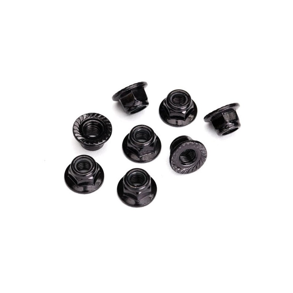 Traxxas Nuts 5mm flanged nylon locking (steel black serrated) (8) TRX8447