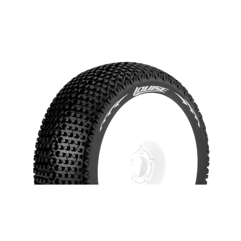 Louise RC B-TURBO 1-8 Buggy Tire Set Mounted Soft White Wheels Hex 17mm LR-T3104SW