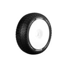 Louise RC B-TURBO 1-8 Buggy Tire Set Mounted Soft White Wheels Hex 17mm LR-T3104SW
