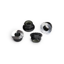 Traxxas Nuts 5mm flanged nylon locking (aluminum black-anodized serrated) (4) TRX8447A