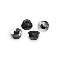 Traxxas Nuts 5mm flanged nylon locking (aluminum black-anodized serrated) (4) TRX8447A