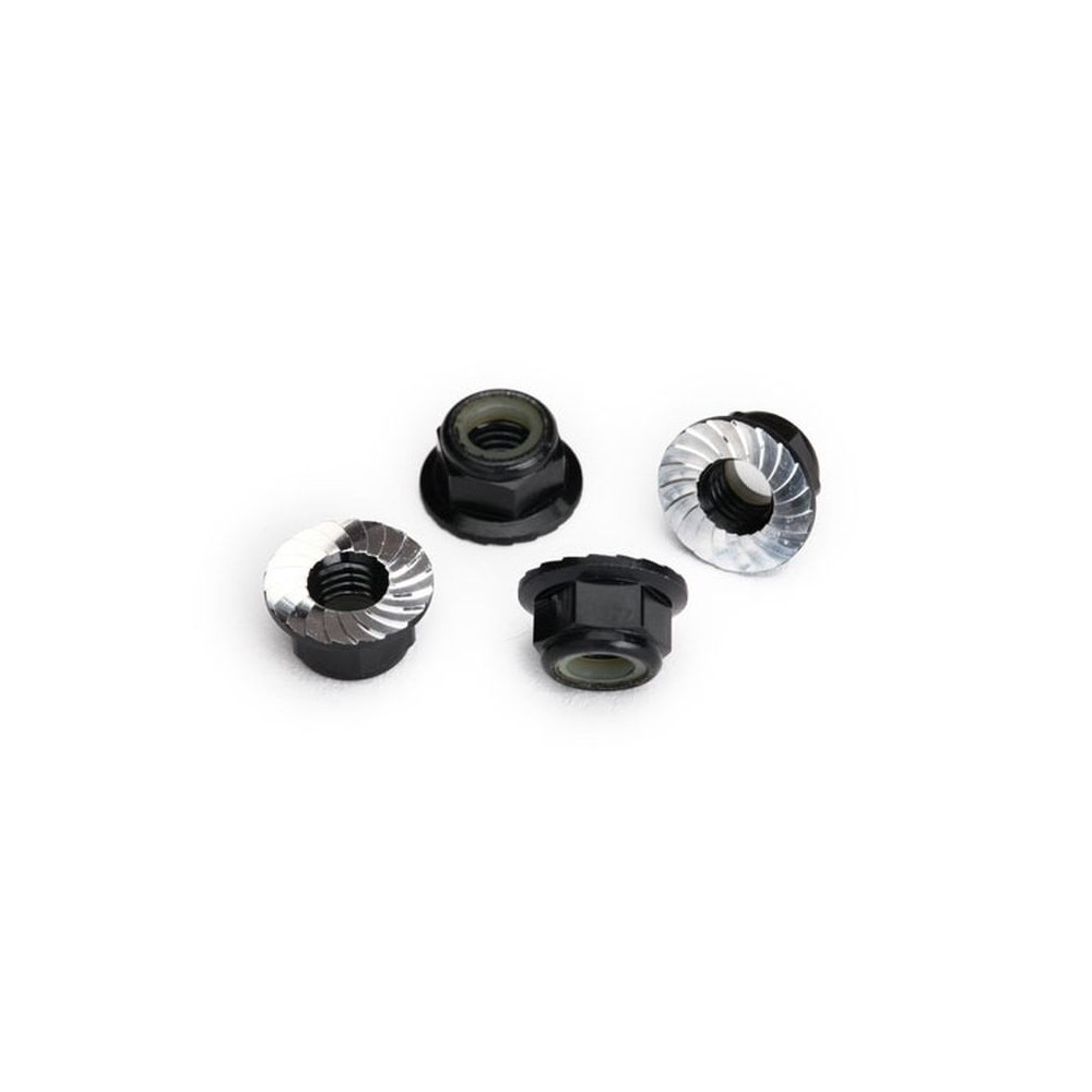 Traxxas Nuts 5mm flanged nylon locking (aluminum black-anodized serrated) (4) TRX8447A