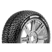 Louise RC B-TURBO 1-8 Buggy Tire Set Mounted Super Soft Black-Chrome Spoke Wheels Hex 17mm LR-T3104VBC