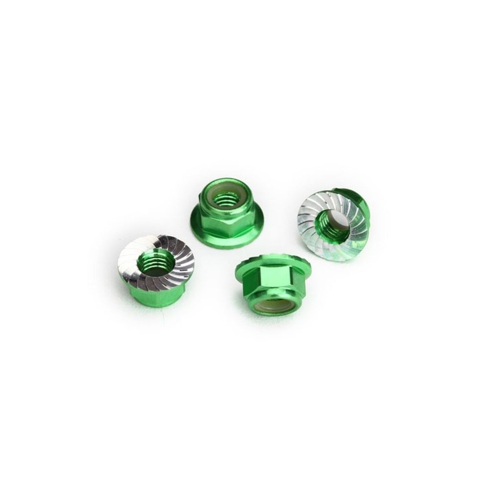 Traxxas Nuts 5mm flanged nylon locking (aluminum green-anodized serrated) (4) TRX8447G Traxxas Nuts 5mm flanged nylon locking (aluminum green-anodized serrated) (4) TRX8447G