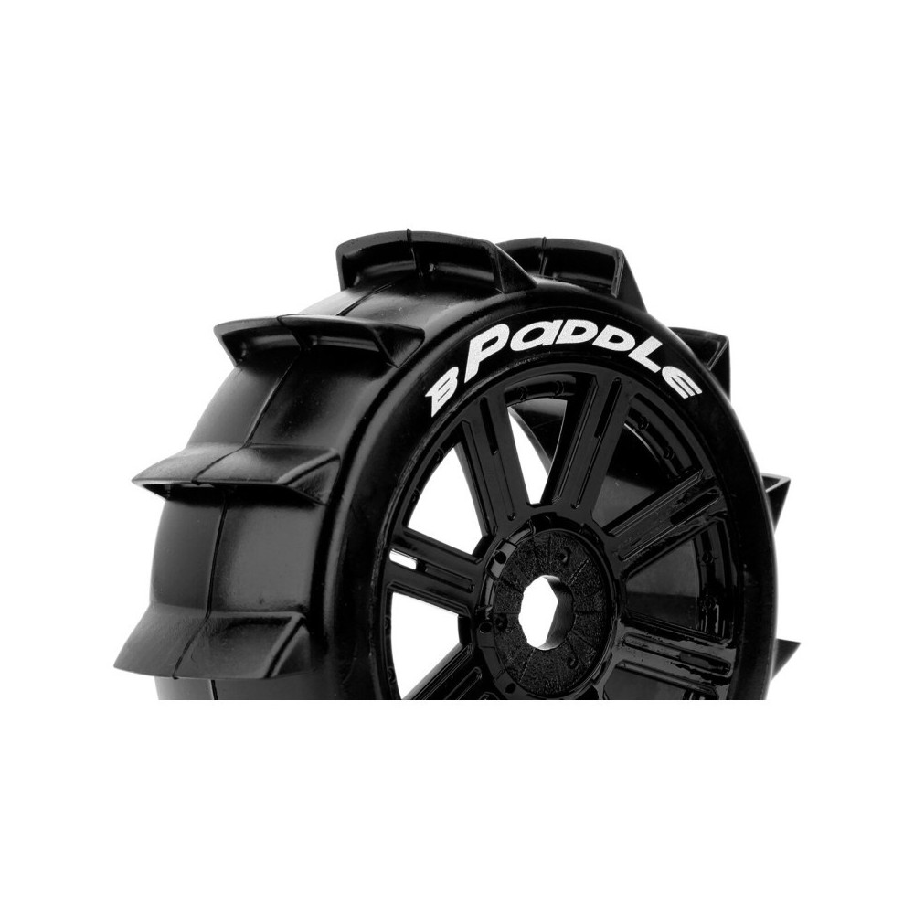 Louise RC B-ULLDOZE 1-8 Buggy Tire Set Mounted Soft Black Spoke Wheels Hex 17mm LR-T324SB