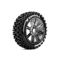 Louise RC B-UPHILL 1-8 Buggy Tire Set Mounted Soft Black-Chrome Spoke Wheels Hex 17mm LR-T3271SBC