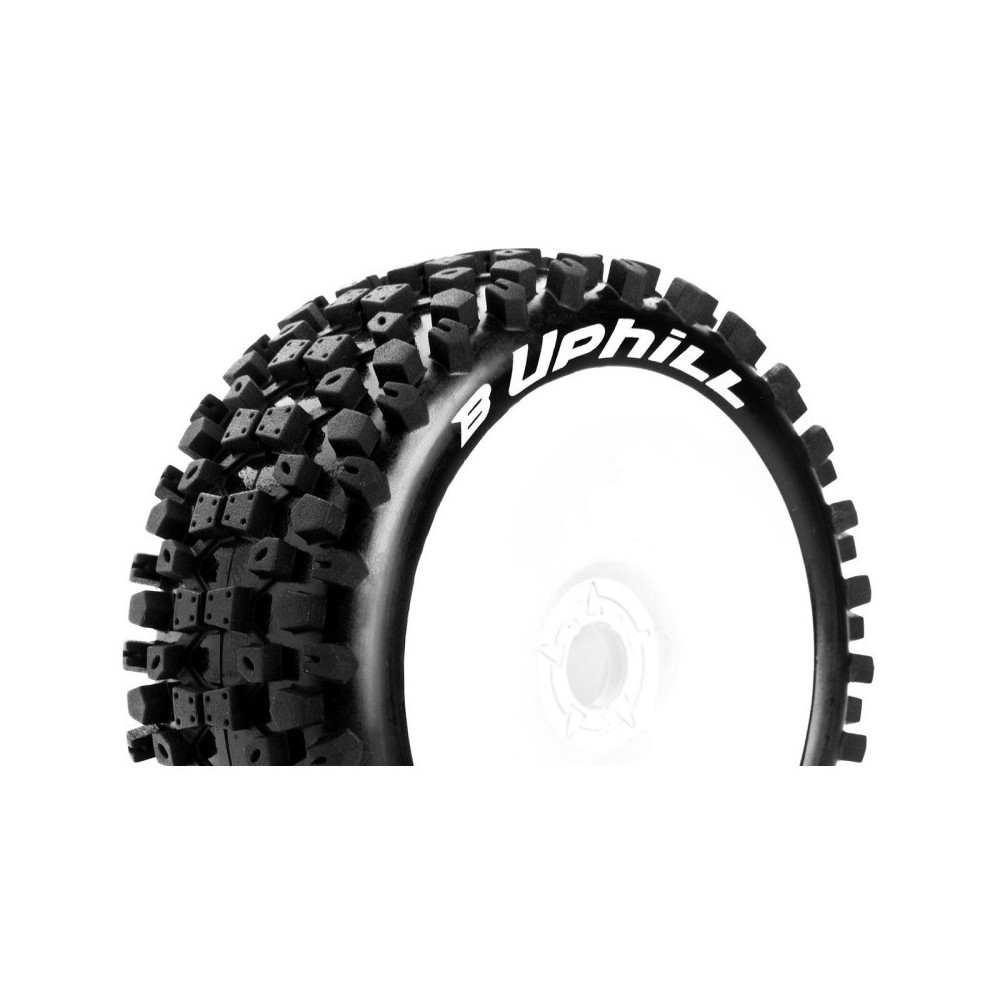 Louise RC B-UPHILL 1-8 Buggy Tire Set Mounted Soft White Wheels Hex 17mm LR-T3271SW