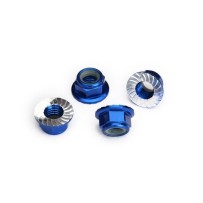 Traxxas Nuts 5mm flanged nylon locking (aluminum blue-anodized serrated) (4) TRX8447X